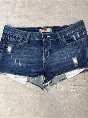 Ripped Dark Blue Denim Cutoff Shorts